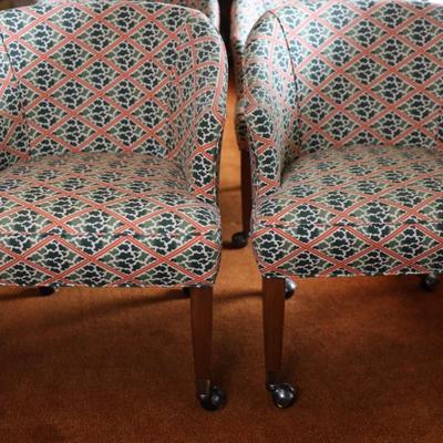 Mid Century Rolling Barrel Club Lounge Arm Chairs on Castors