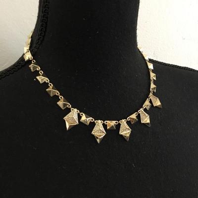 Beautiful ABS Gold tone, rhinestone statement, necklace