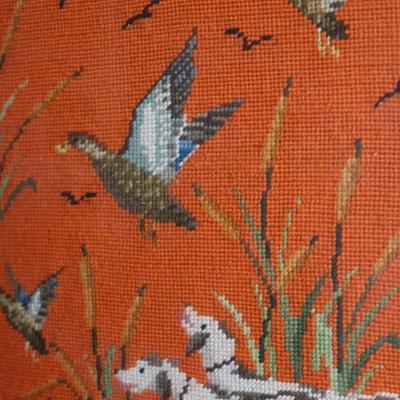 Framed Needlepoint Dogs Hunting Wall Hanging