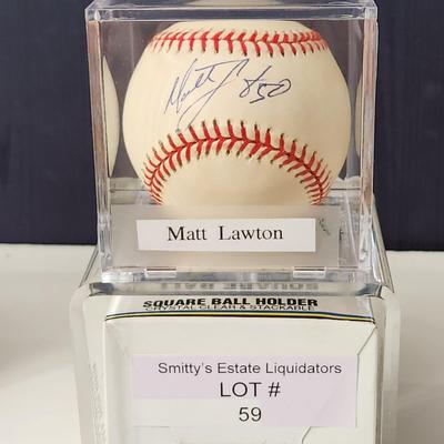 Matt Lawton OMLB Signed Autographed Baseball In Collectors Case