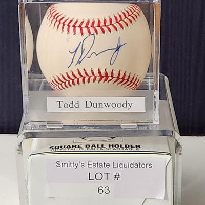 Todd Dunwoody Cubs OMLB Signed Autographed Baseball In Collectors Case
