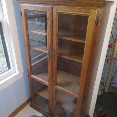 Oak Glass Door cabinet