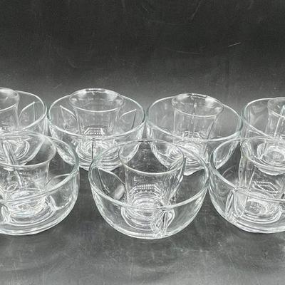 Vintage Shrimp Cocktail Bowls clear glass with removable salt insert glass