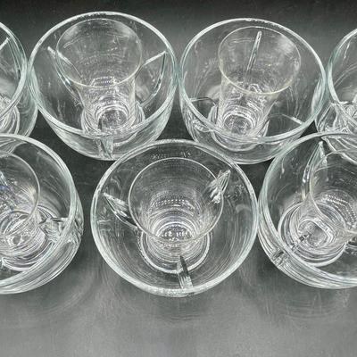 Vintage Shrimp Cocktail Bowls clear glass with removable salt insert glass
