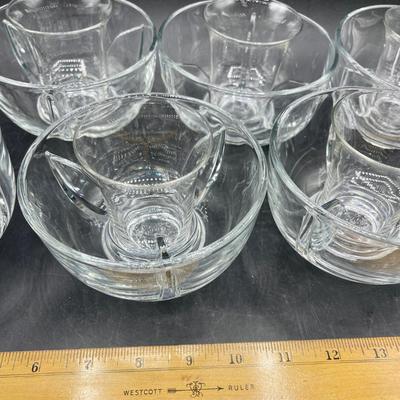 Vintage Shrimp Cocktail Bowls clear glass with removable salt insert glass