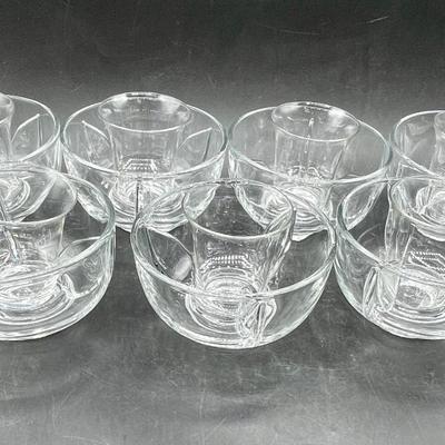 Vintage Shrimp Cocktail Bowls clear glass with removable salt insert glass