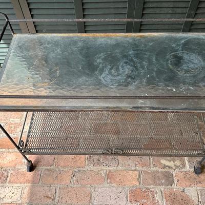 Iron and Glass Rolling Cart (See Details)
