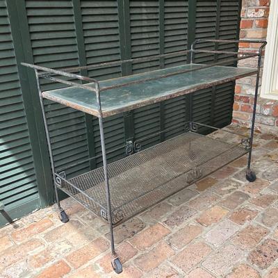 Iron and Glass Rolling Cart (See Details)