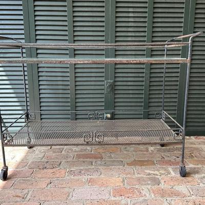 Iron and Glass Rolling Cart (See Details)