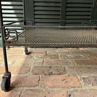 Iron and Glass Rolling Cart (See Details)