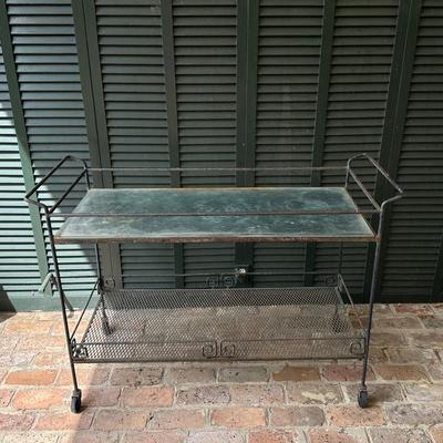 Iron and Glass Rolling Cart (See Details)
