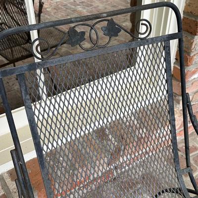 Two Wrought Iron Chairs with Pull Out Tables