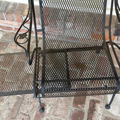 Two Wrought Iron Chairs with Pull Out Tables