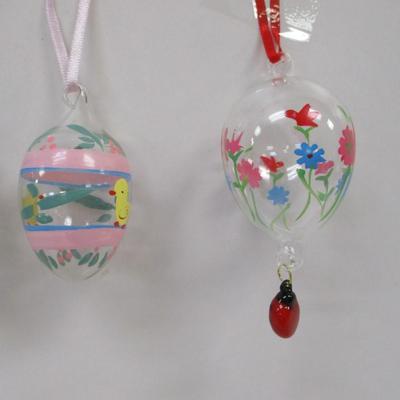 Glass Easter/Spring Ornaments Ladybugs Flowers Duck Mouse Cat