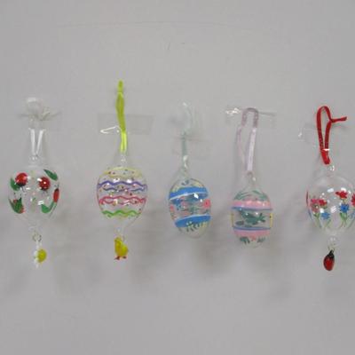 Glass Easter/Spring Ornaments Ladybugs Flowers Duck Mouse Cat