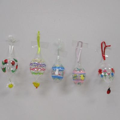 Glass Easter/Spring Ornaments Ladybugs Flowers Duck Mouse Cat