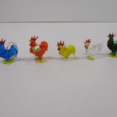 Glass Rooster Ornaments