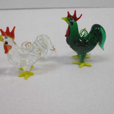 Glass Rooster Ornaments