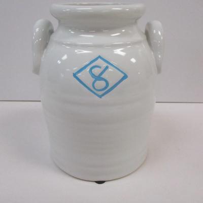 3 - Darcie Ceramic Clay Crock Double Handle White Decorative 8"