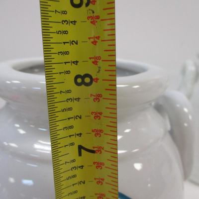 3 - Darcie Ceramic Clay Crock Double Handle White Decorative 8"