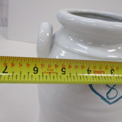3 - Darcie Ceramic Clay Crock Double Handle White Decorative 8"