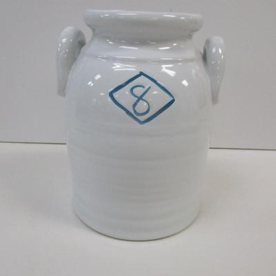 3 - Darcie Ceramic Clay Crock Double Handle White Decorative 8"