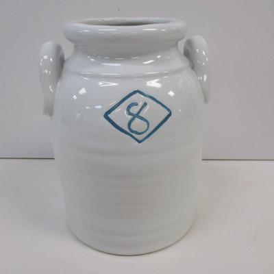 3 - Darcie Ceramic Clay Crock Double Handle White Decorative 8"