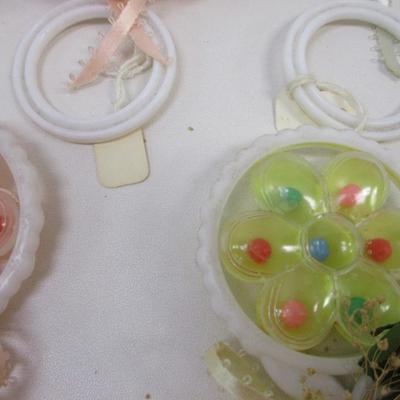 5 - Vintage Baby Rattle Flower Bead Shaker 1970's Baby Toy