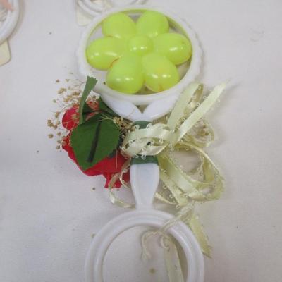 5 - Vintage Baby Rattle Flower Bead Shaker 1970's Baby Toy
