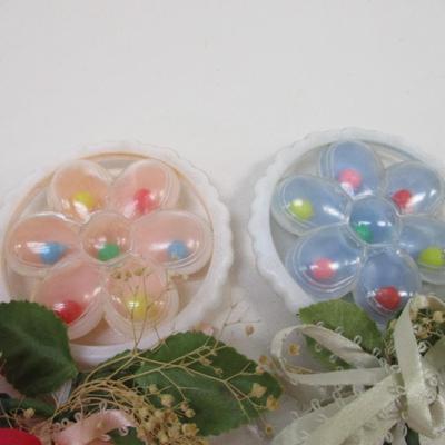 5 - Vintage Baby Rattle Flower Bead Shaker 1970's Baby Toy