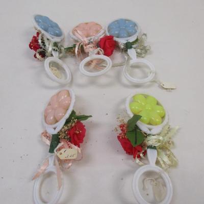 5 - Vintage Baby Rattle Flower Bead Shaker 1970's Baby Toy