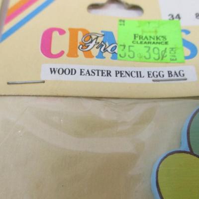 Easter Decorations Egg Garland Wood Craft Bunny Heads & Frank's Pencils Lot 2