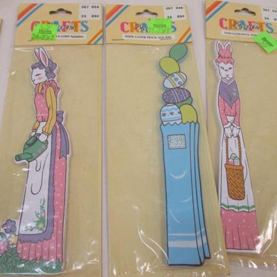 Easter Decorations Egg Garland Wood Craft Bunny Heads & Frank's Pencils Lot 2