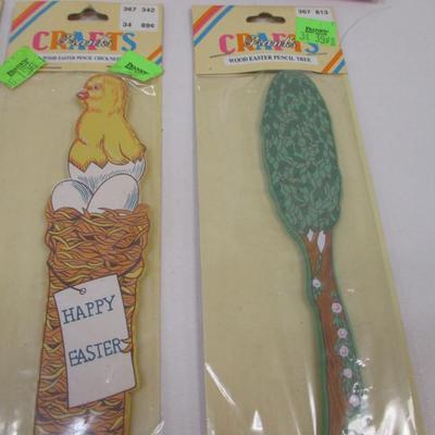 Easter Decorations Egg Garland Wood Craft Bunny Heads & Frank's Pencils Lot 2