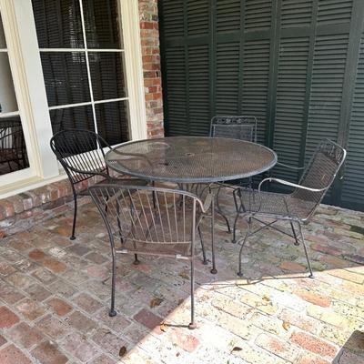 Wrought Iron Table and Chairs (See Details)