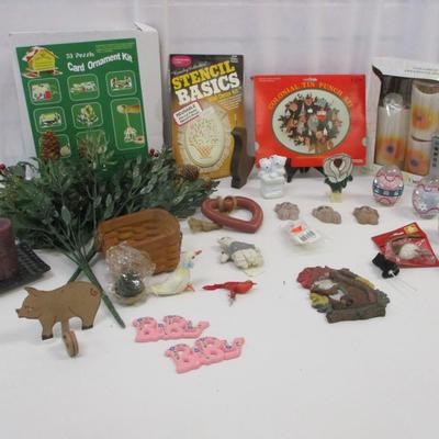 Crafting Decor LED Candles Egg Shaped Glass Candles Colonial Tin Punch Kit Lot 6