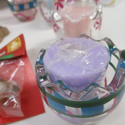 Crafting Decor LED Candles Egg Shaped Glass Candles Colonial Tin Punch Kit Lot 6