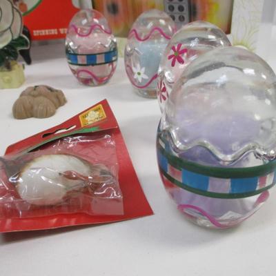 Crafting Decor LED Candles Egg Shaped Glass Candles Colonial Tin Punch Kit Lot 6