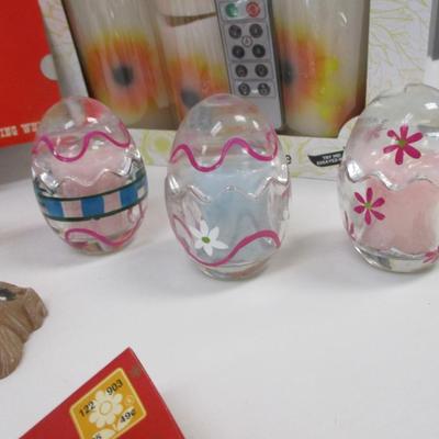 Crafting Decor LED Candles Egg Shaped Glass Candles Colonial Tin Punch Kit Lot 6