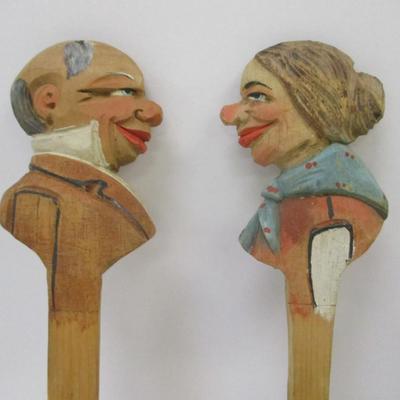 Vintage German Decor Bank Clock Music Box Wooden Utensils