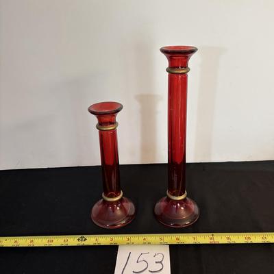 Vintage Red Candlesticks