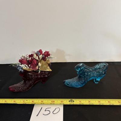 Vintage Art Glass Slipper Shoes