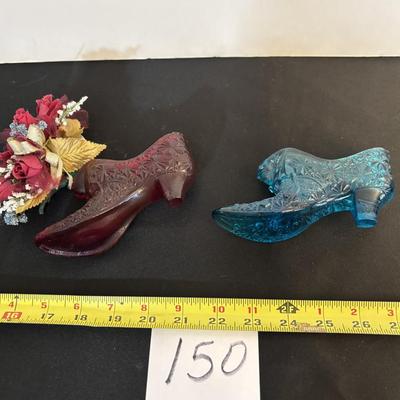 Vintage Art Glass Slipper Shoes