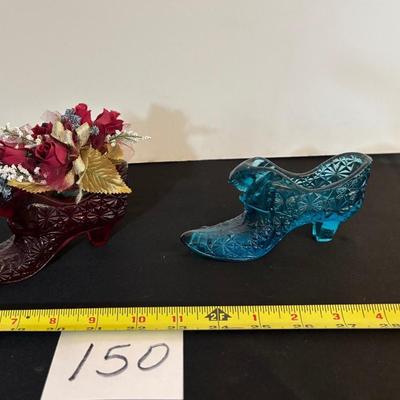 Vintage Art Glass Slipper Shoes