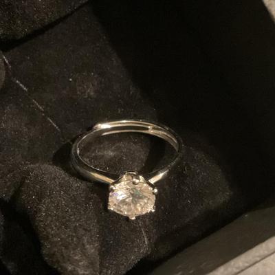 1 Carat Real Moissanite Adjustable Ring