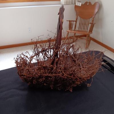 BARNWOOD BIRDHOUSE AND A TWIG BASKET