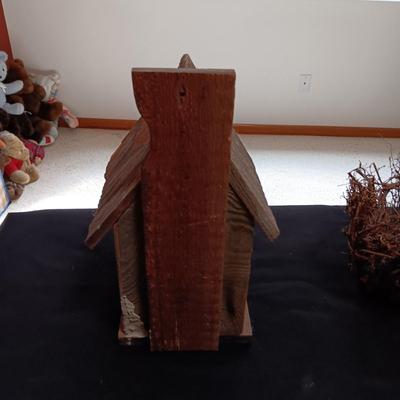 BARNWOOD BIRDHOUSE AND A TWIG BASKET