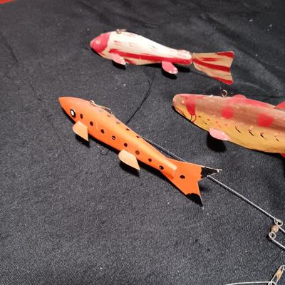 LARGE WOODEN FISHING LURES WITH TIN FINS