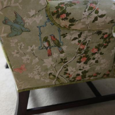 Pair of Vintage Wing Chairs in Floral Upholstery