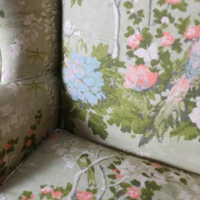Pair of Vintage Wing Chairs in Floral Upholstery
